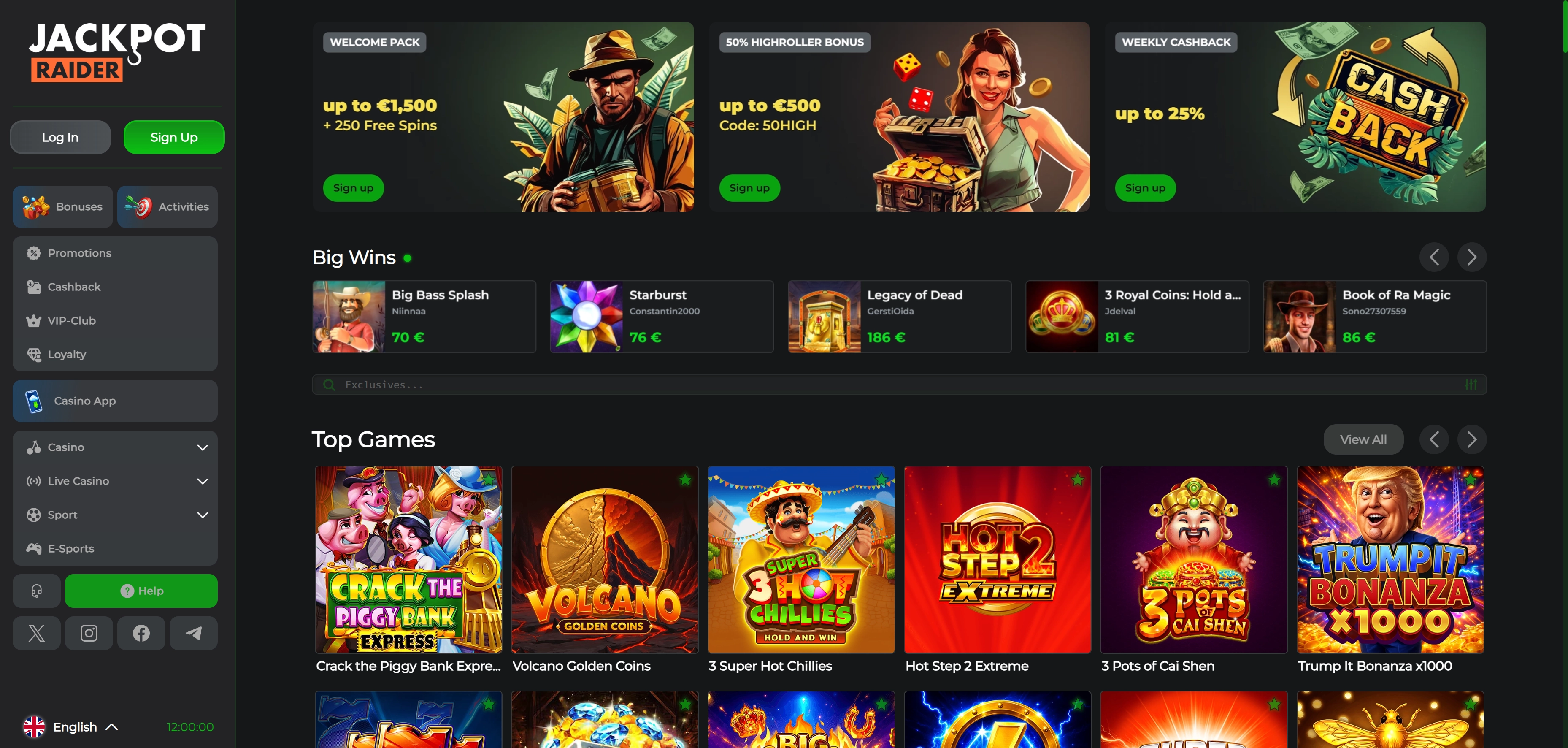 Jackpotraider Casino Tablet App Preview