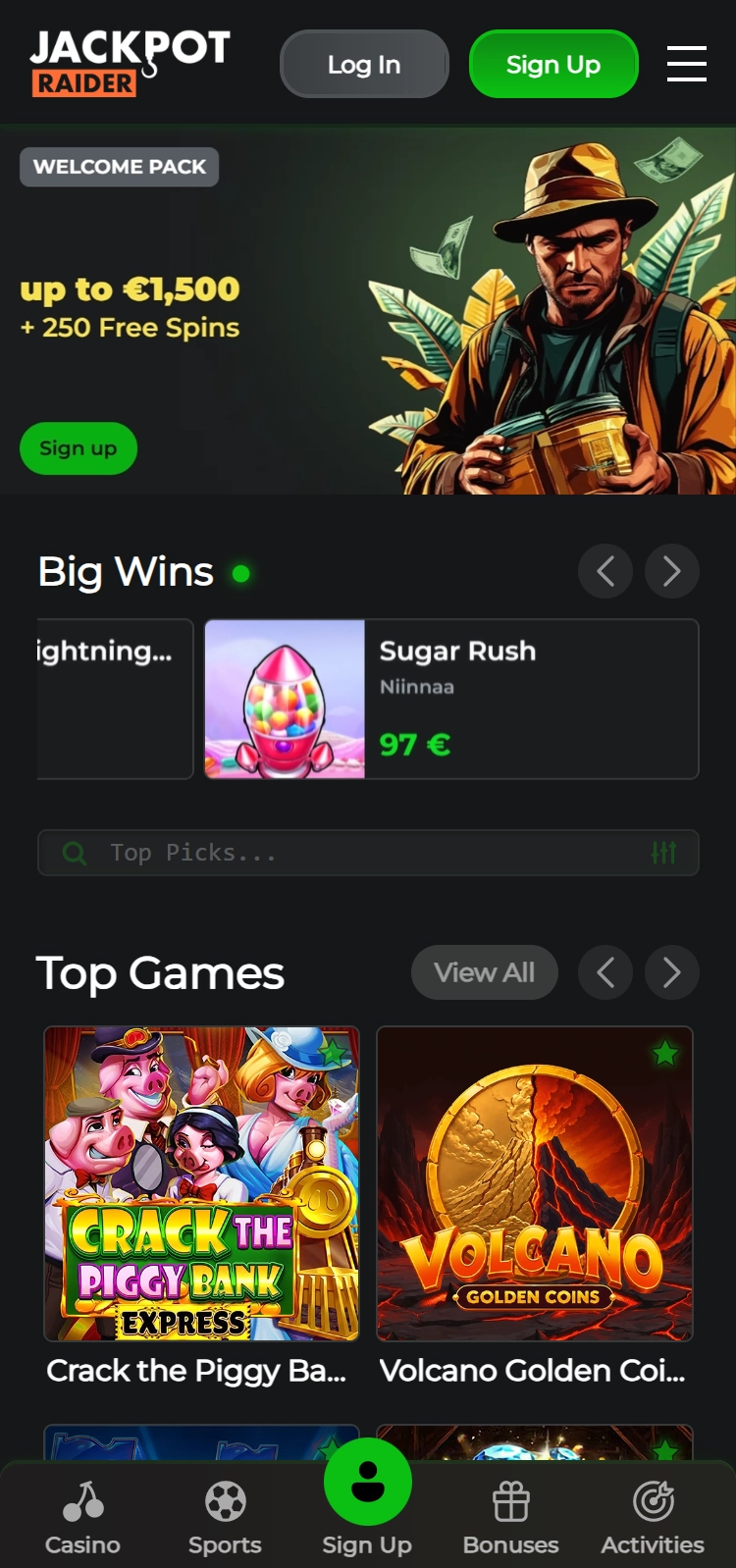 Jackpotraider Casino Smartphone App Preview
